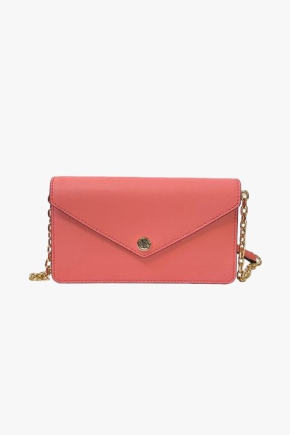 Michael Kors JST ENVELOPE small leather crossbody flap clutch dámská kabelka tea rose