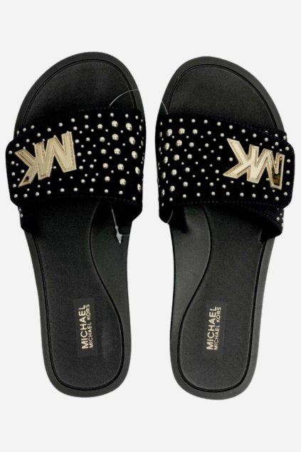 Michael Kors Palmer slide černé dámské pantofle se zlatými prvky style it.cz