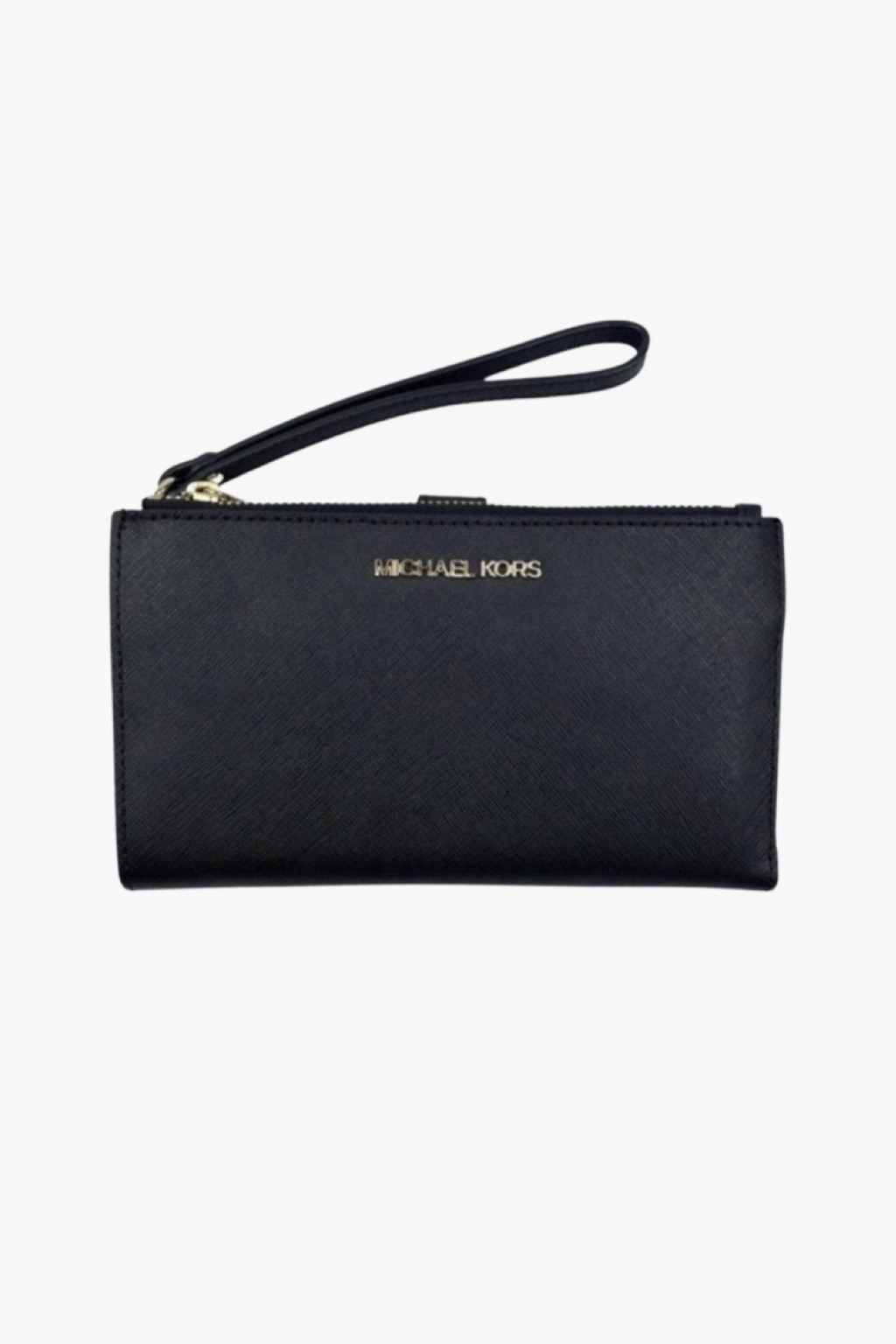 Michael Kors Adele Smartphone kožená peněženka černá se zlatým kováním