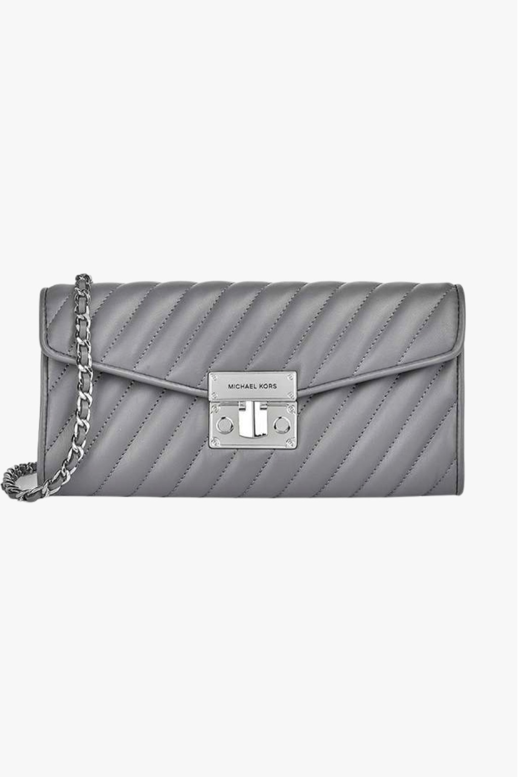 Michael Kors ROSE elongated clutch medium dámská kabelka šedivá