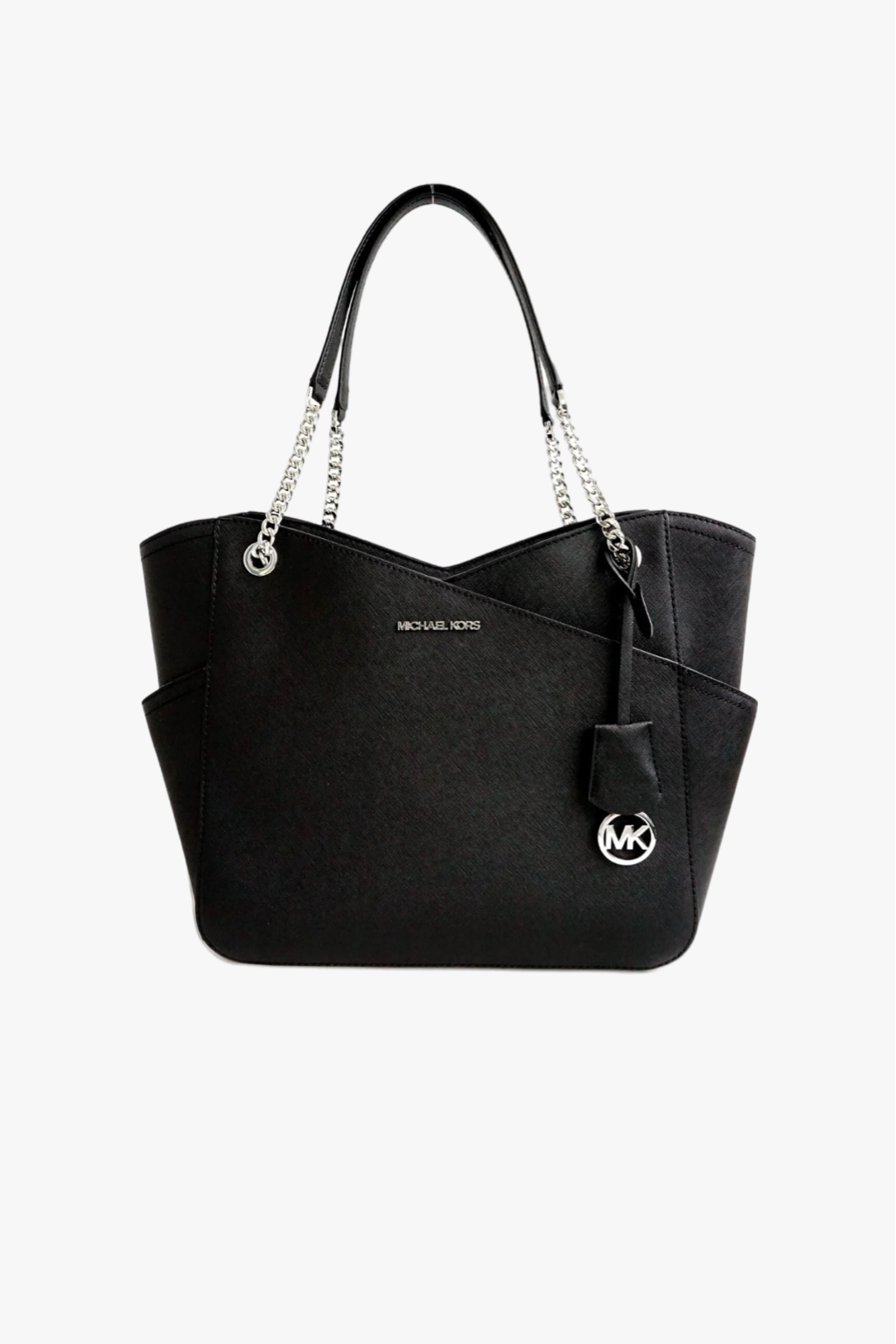 Michael Kors Jet Set Travel Large X Chain Shoulder Tote black saffiano leather