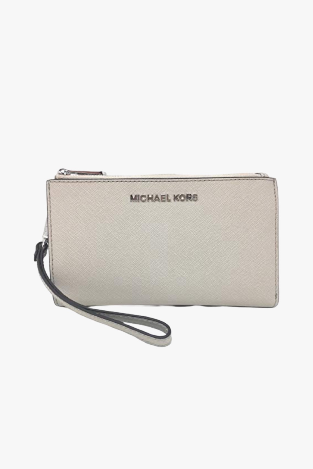 Levně Michael Kors Adele Smartphone kožená peněženka light sand stříbrné kování
