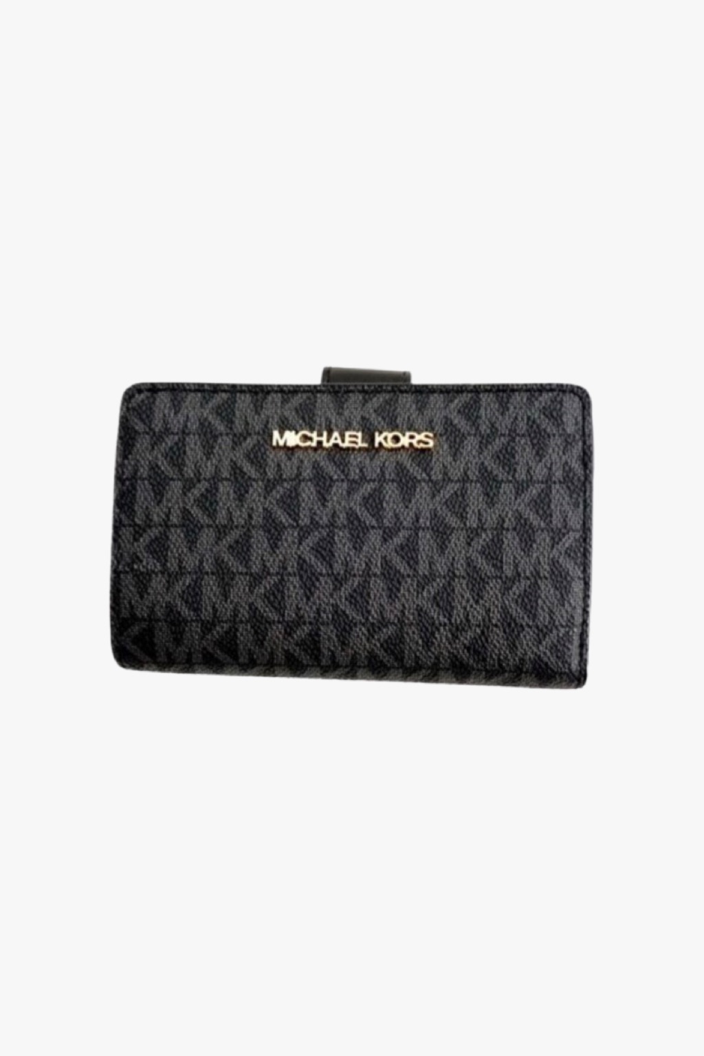 Michael Kors Jet set travel BIFOLD medium dámská peněženka černá zlatá s monogramem