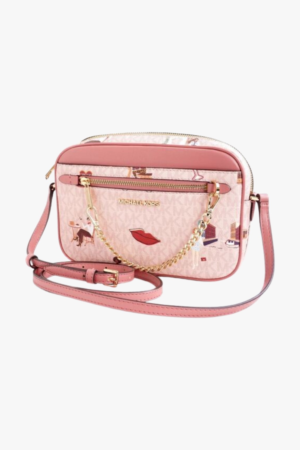 Michael Kors JET SET ITEM crossbody chain monogram powder blush MILANO dámská kabelka