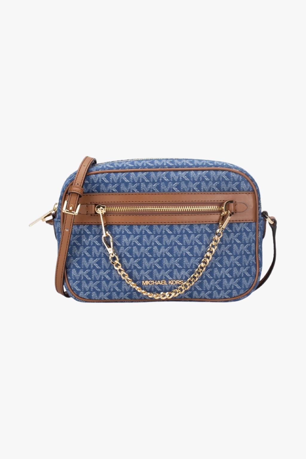 Michael Kors JET SET ITEM crossbody chain denim monogram dámská kabelka