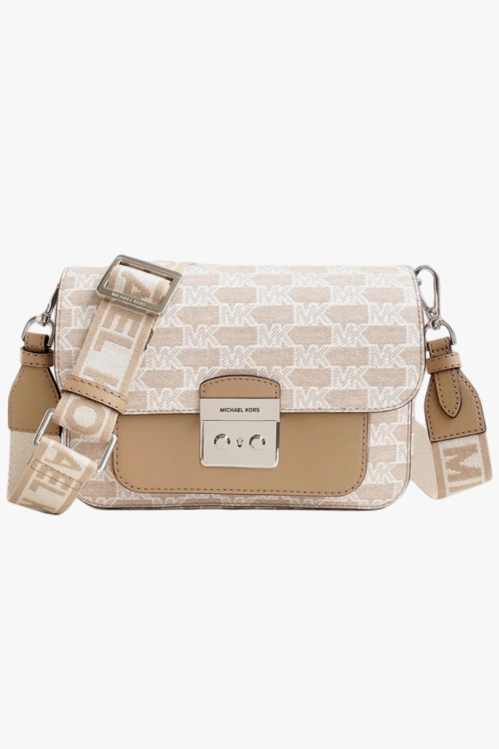 Michael Kors SLOAN editor MD flap messenger jacquard dámská kabelka camel multi