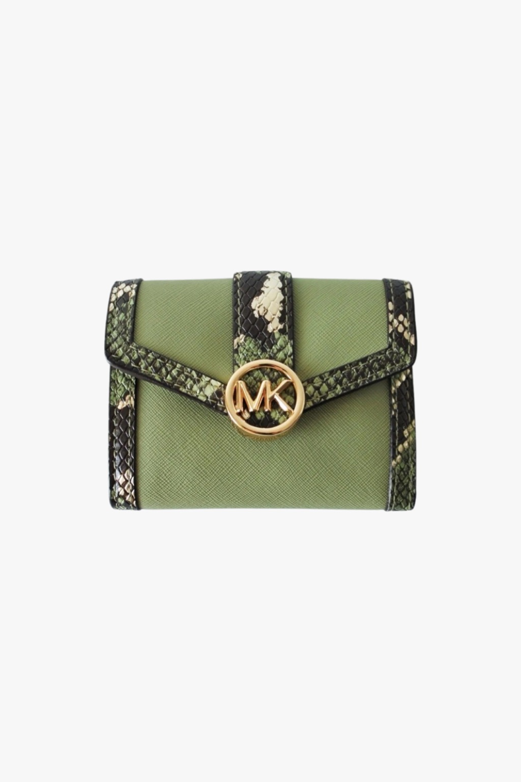 Michael Kors CARMEN medium flap bifold wallet dámská kožená peněženka zelená