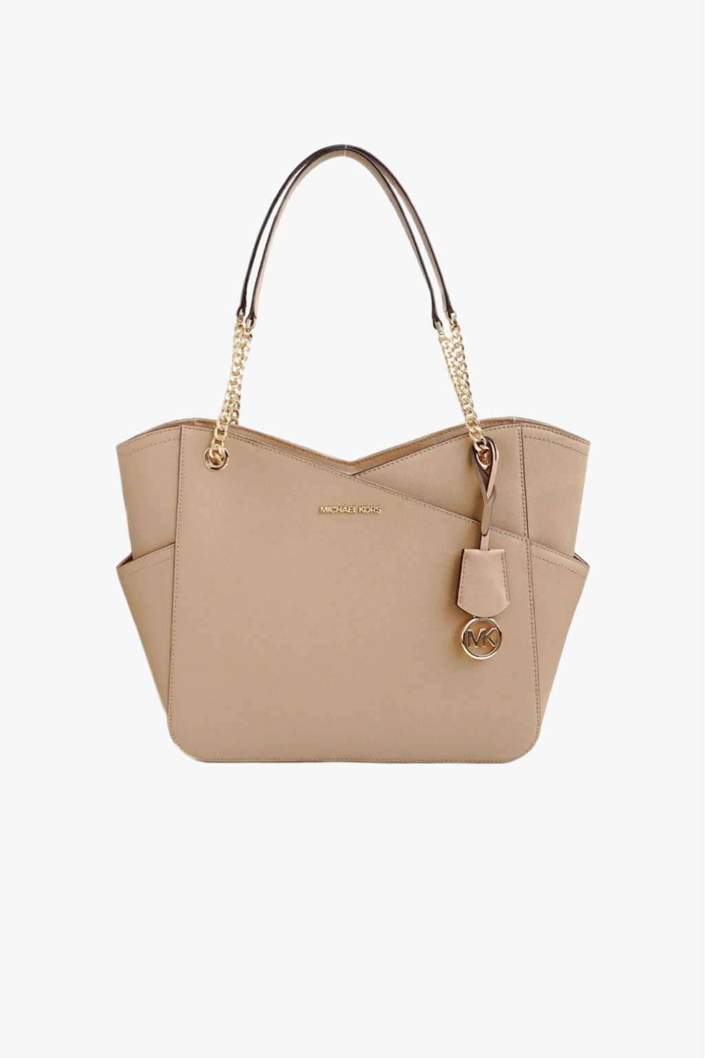 Michael Kors Jet Set Travel Large X Chain Shoulder Tote camel saffiano leather