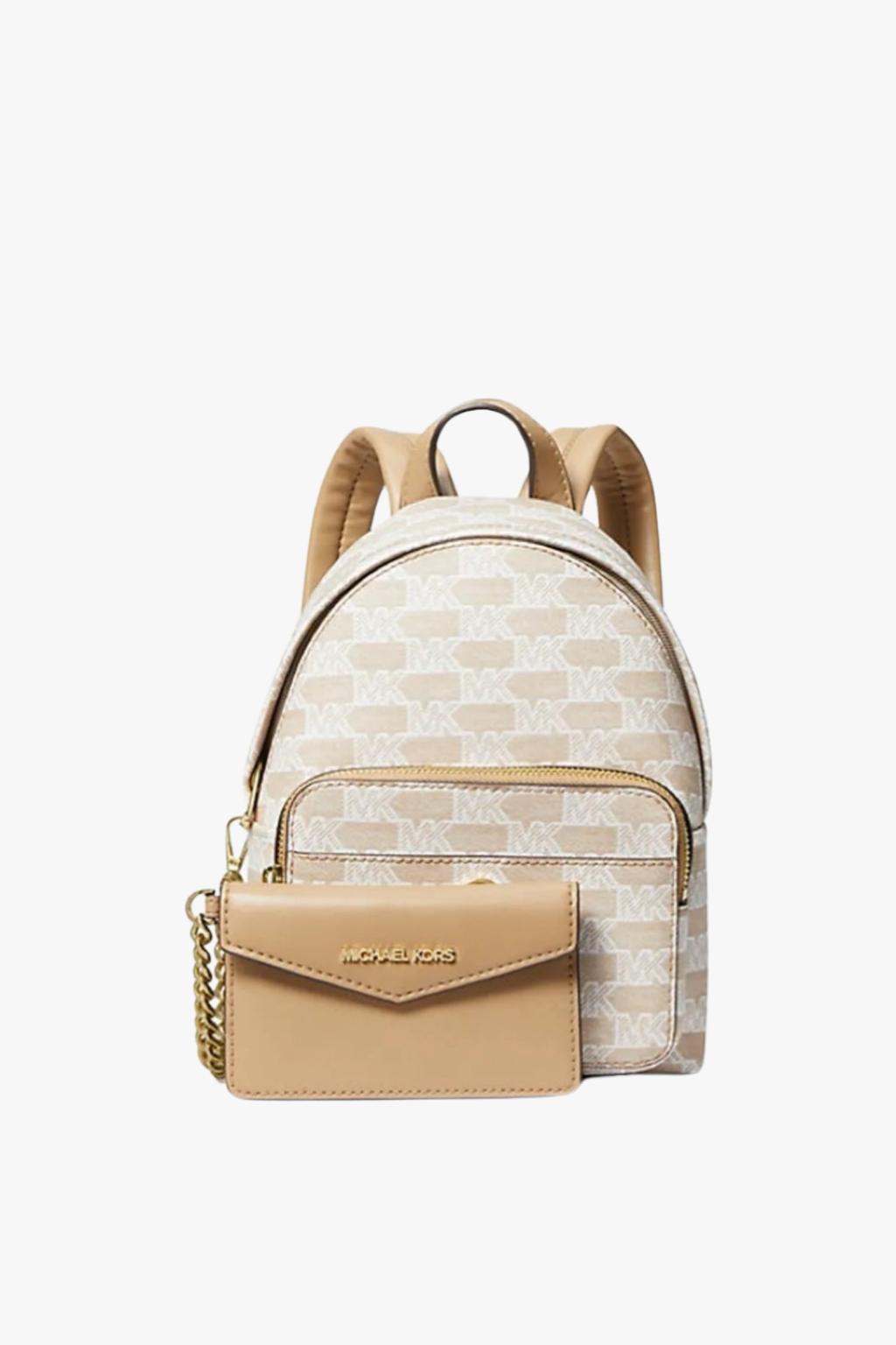 Michael Kors MAISIE XS 2in1 backpack logo jacquard camel dámský batoh