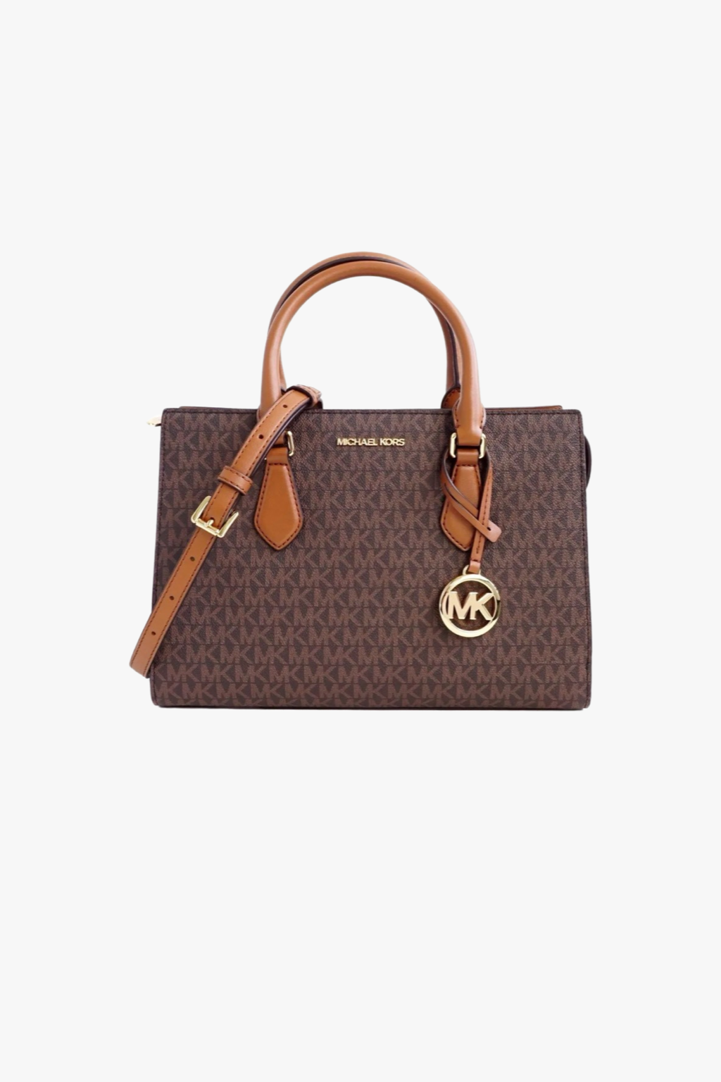 Michael Kors SHEILA medium satchel brown monogram dámská kabelka