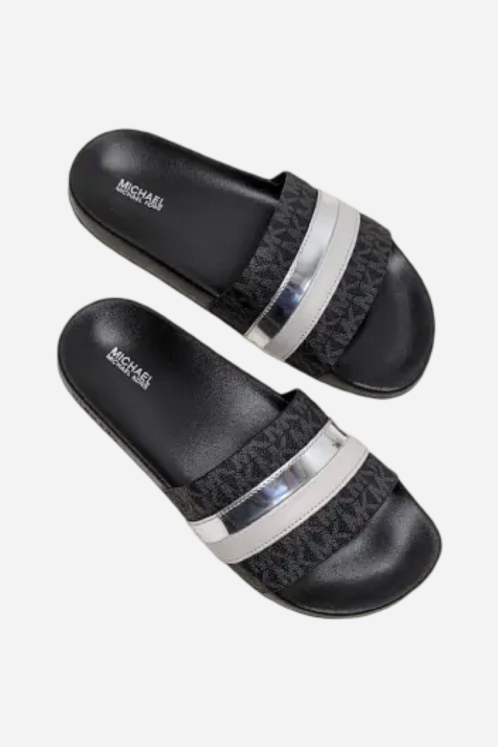 Levně Michael Kors BRANDY striped logo slide sandal black multi dámské pantofle