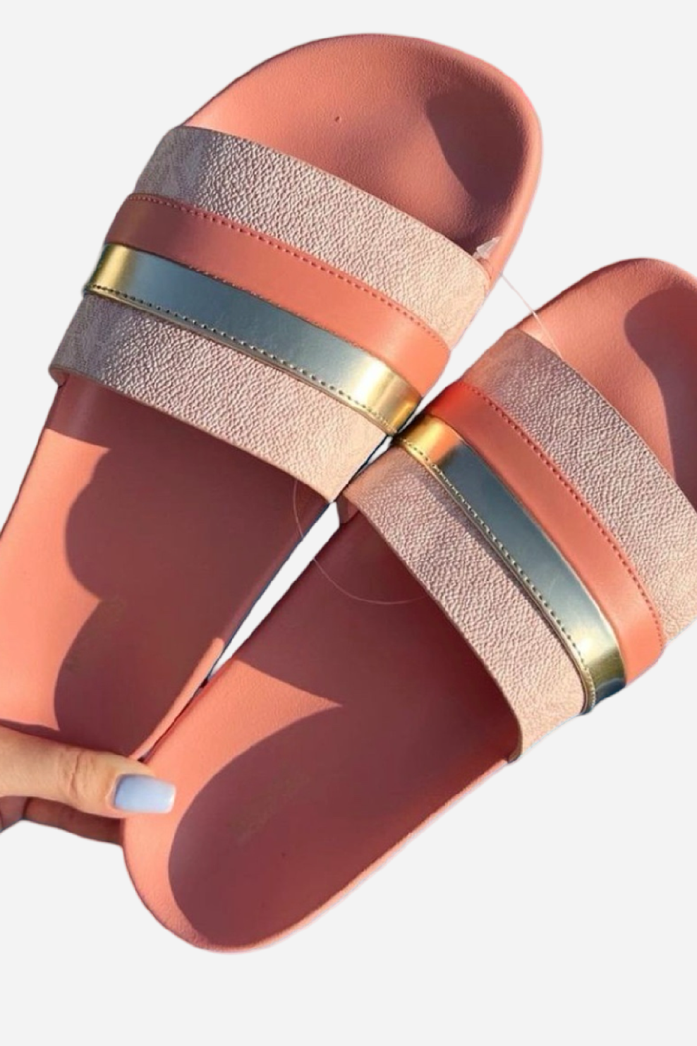 Levně Michael Kors BRANDY striped logo slide sandal sherbert multi dámské pantofle