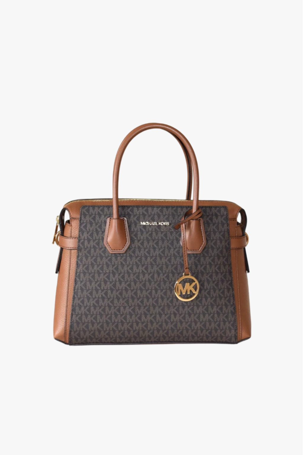 Michael Kors MERCER medium belted satchel dámská kabelka brown monogram