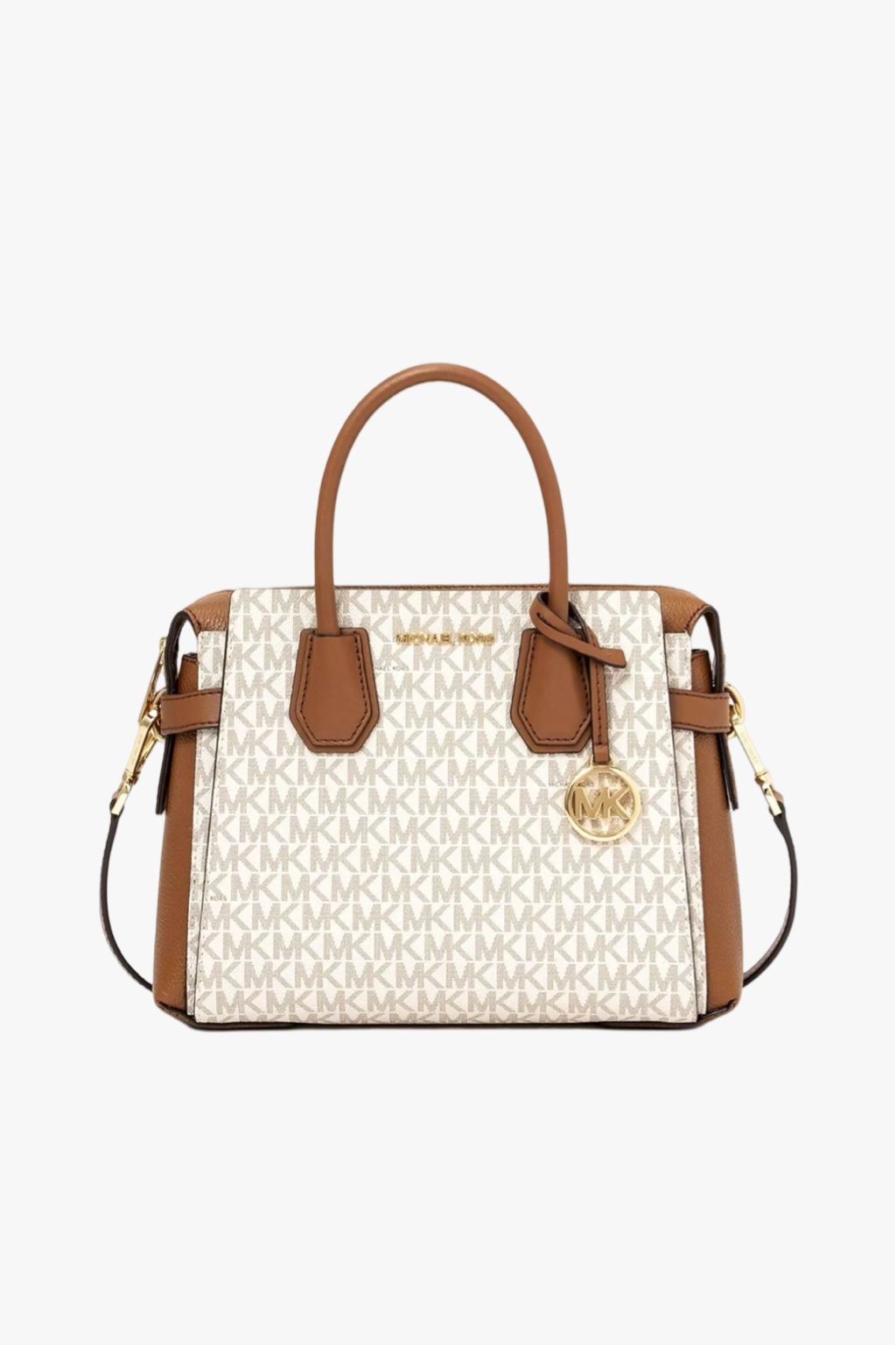 Michael Kors MERCER medium belted satchel dámská kabelka vanilla monogram