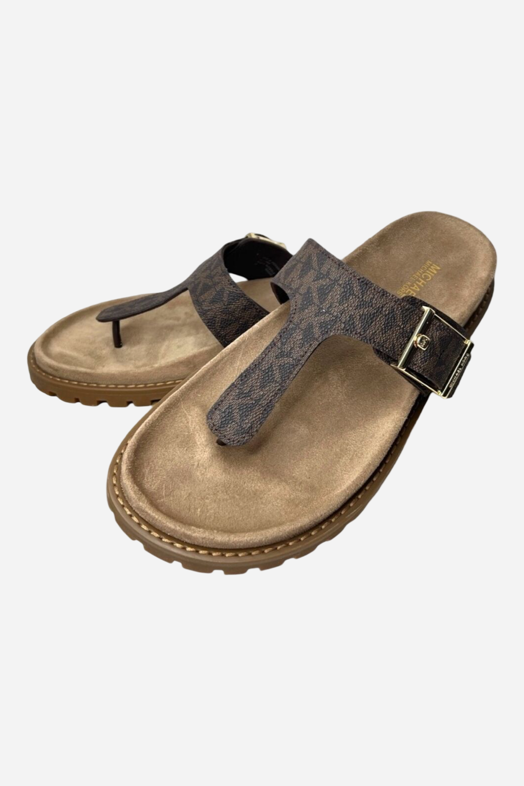 Levně Michael Kors EASTON flat thong brown multi dámské pantofle