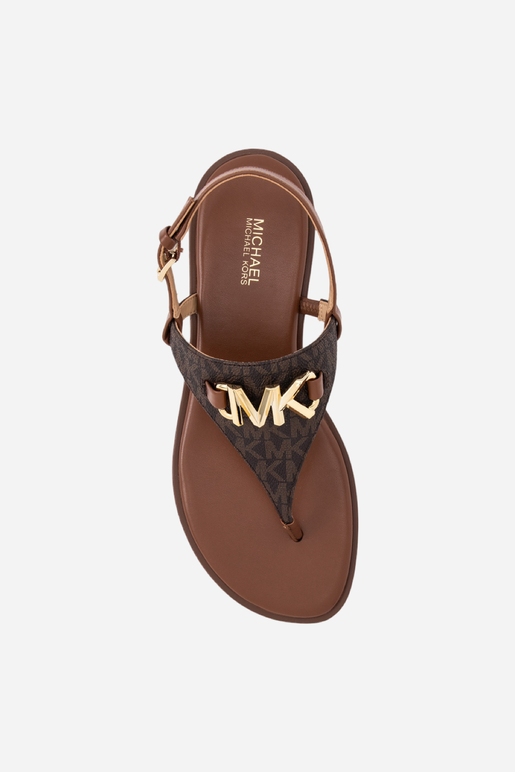 Levně Michael Kors REED flat thong brown monogram dámské pantofle