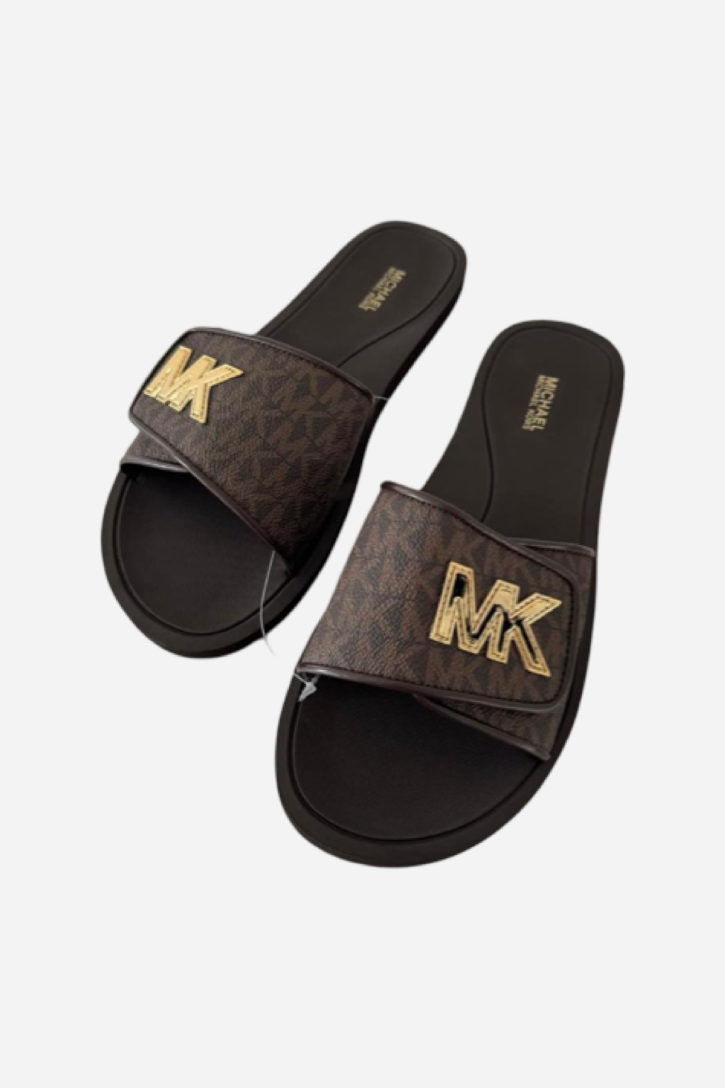 Levně Michael Kors Palmer slide brown monogram dámské pantofle s lemem