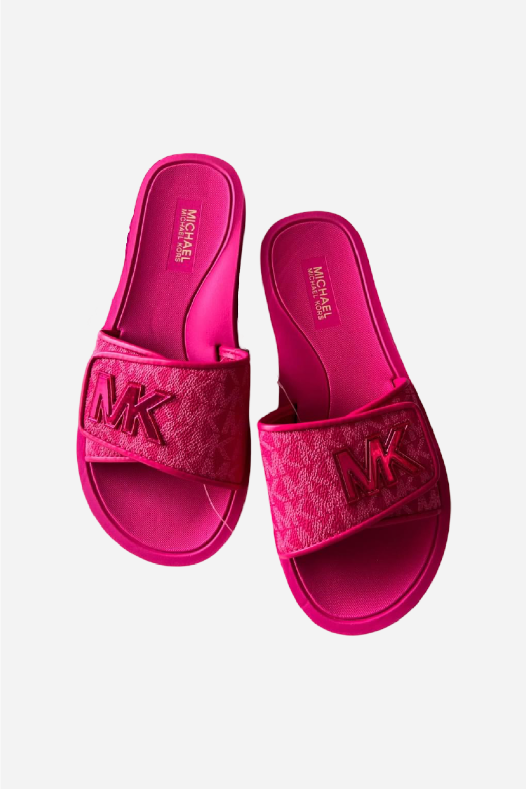 Michael Kors Palmer slide electric pink monogram dámské pantofle s lemem Velikost: 40