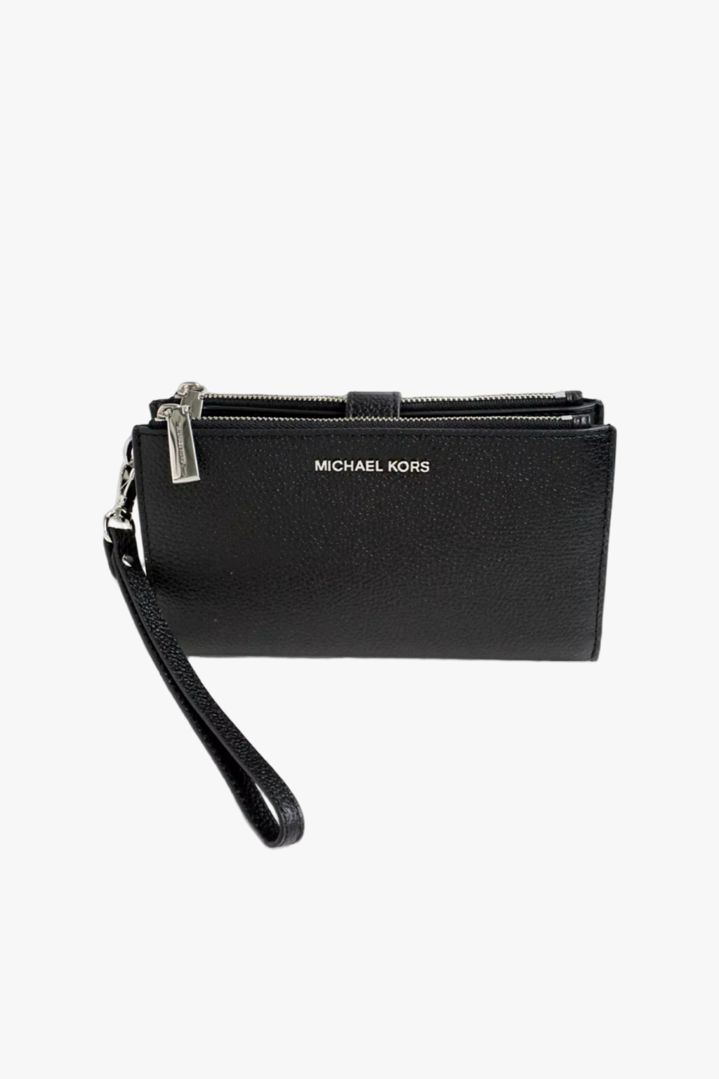 Michael Kors Adele Smartphone kožená peněženka černá se stříbrným kováním v dárkovém balení