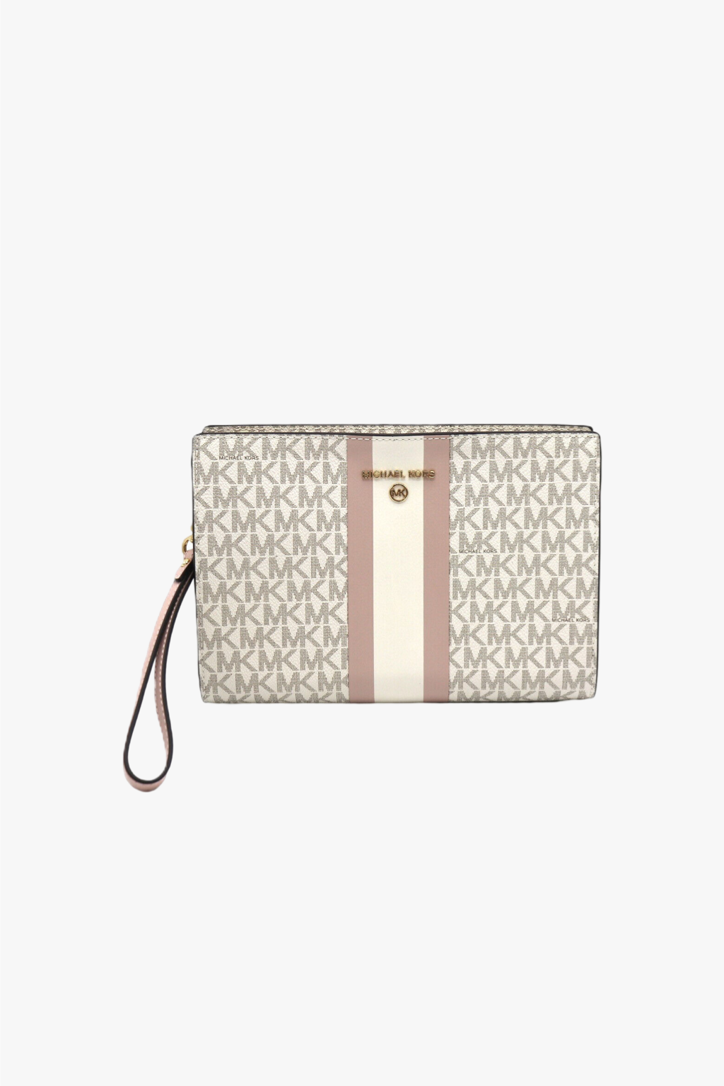 Michael Kors MD logo stripe zip pouch powder blush monogram dámské psaníčko