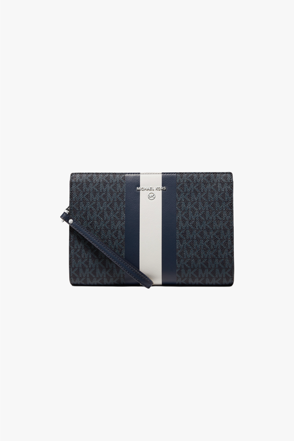 Levně Michael Kors MD logo stripe zip pouch navy monogram dámské psaníčko