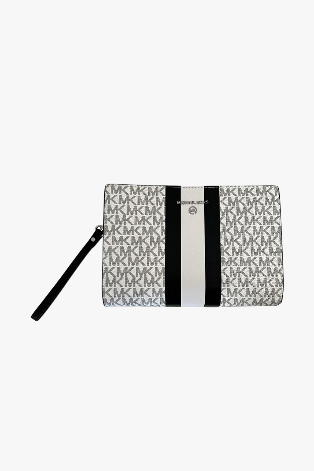 Michael Kors MD logo stripe zip pouch optic white monogram dámské psaníčko