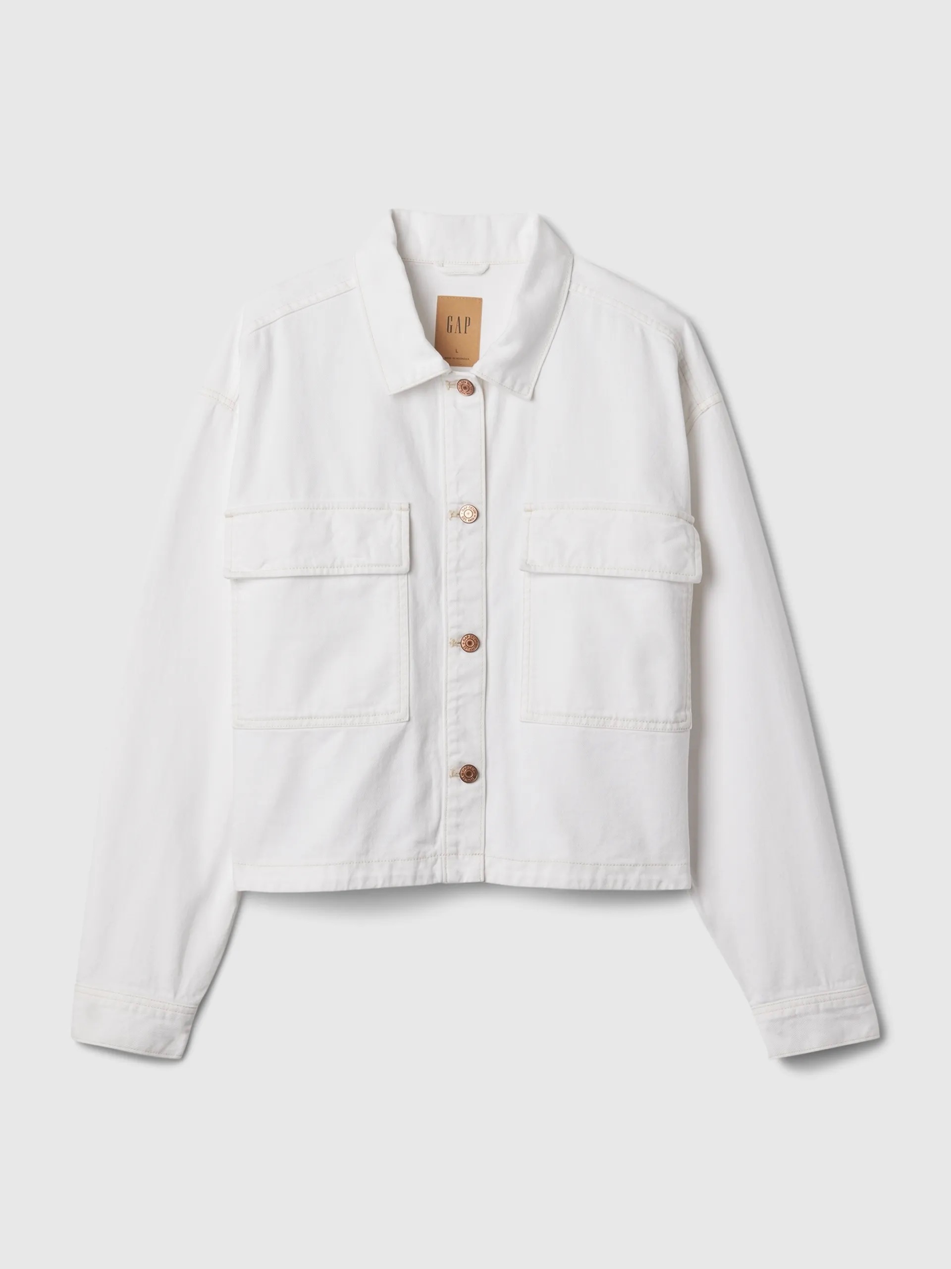 GAP Džínová crop bunda bílá Velikost: XL