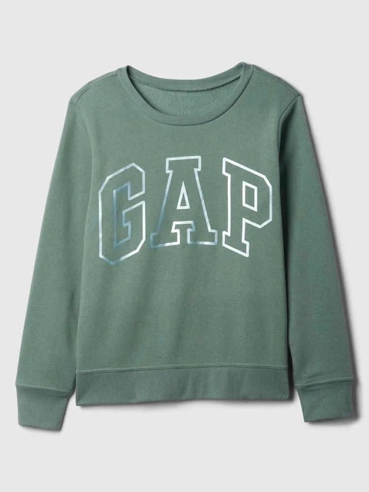 GAP Rovná mikina s lesklým logem zelená Velikost: XS