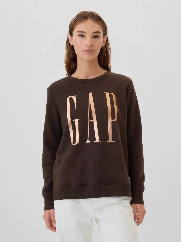 GAP Fleece mikina s logem tmavě hnědá Velikost: XS