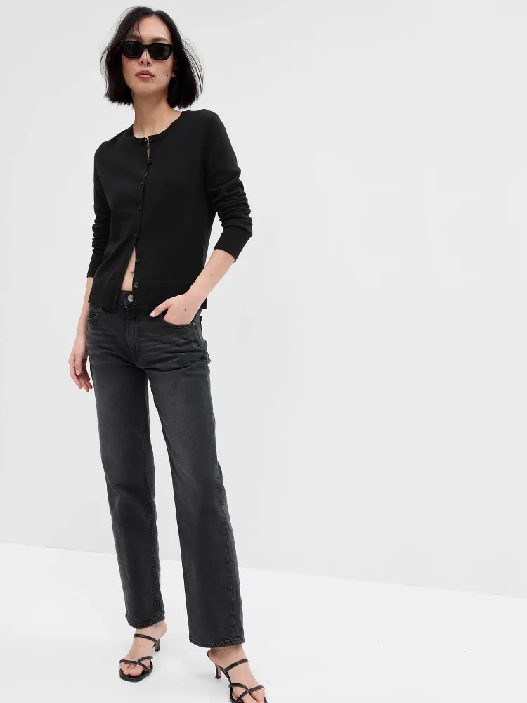 GAP Kardigan se zapínáním na knoflíky černý Velikost: XXS