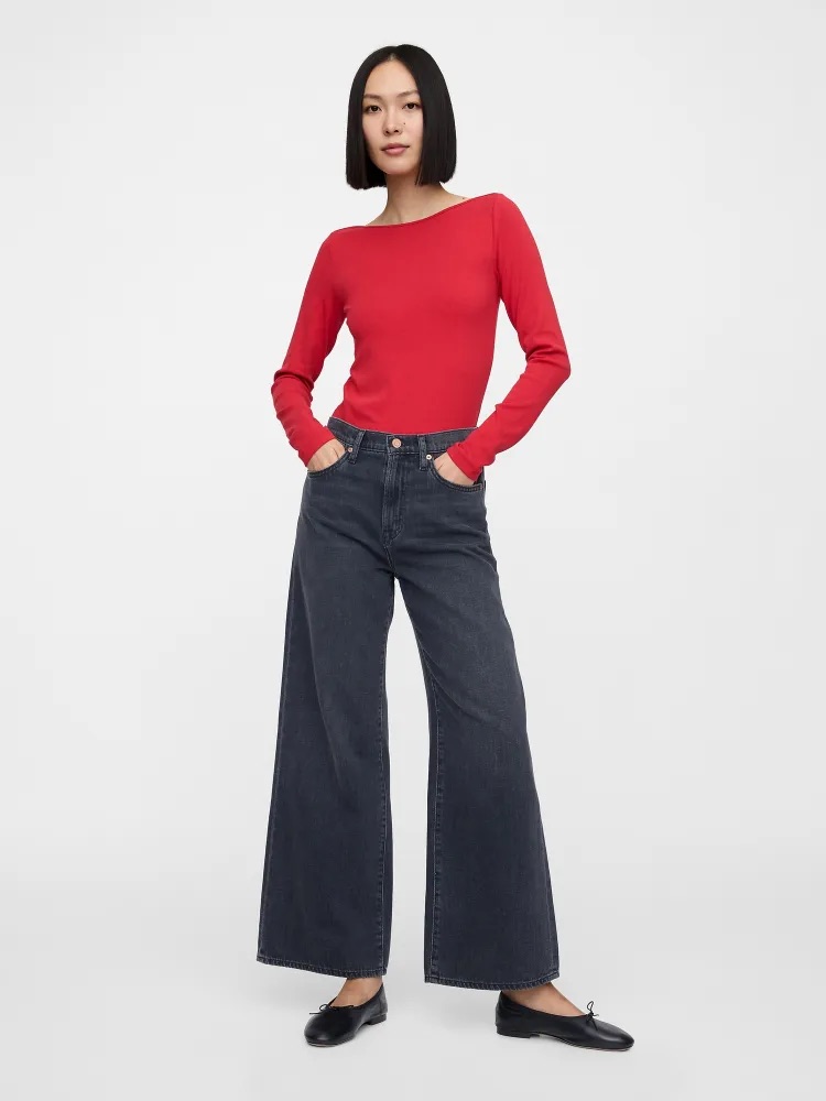 GAP Tričko s dlouhým rukávem červená 2 Velikost: XS