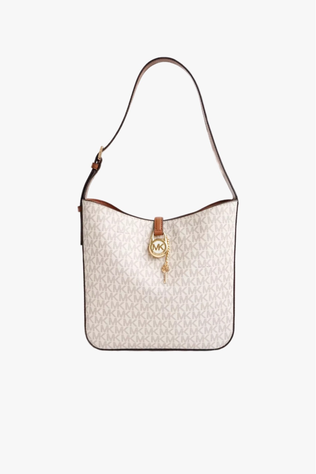Michael Kors LYRA small bucket shoulder vanilla monogram dámská kabelka