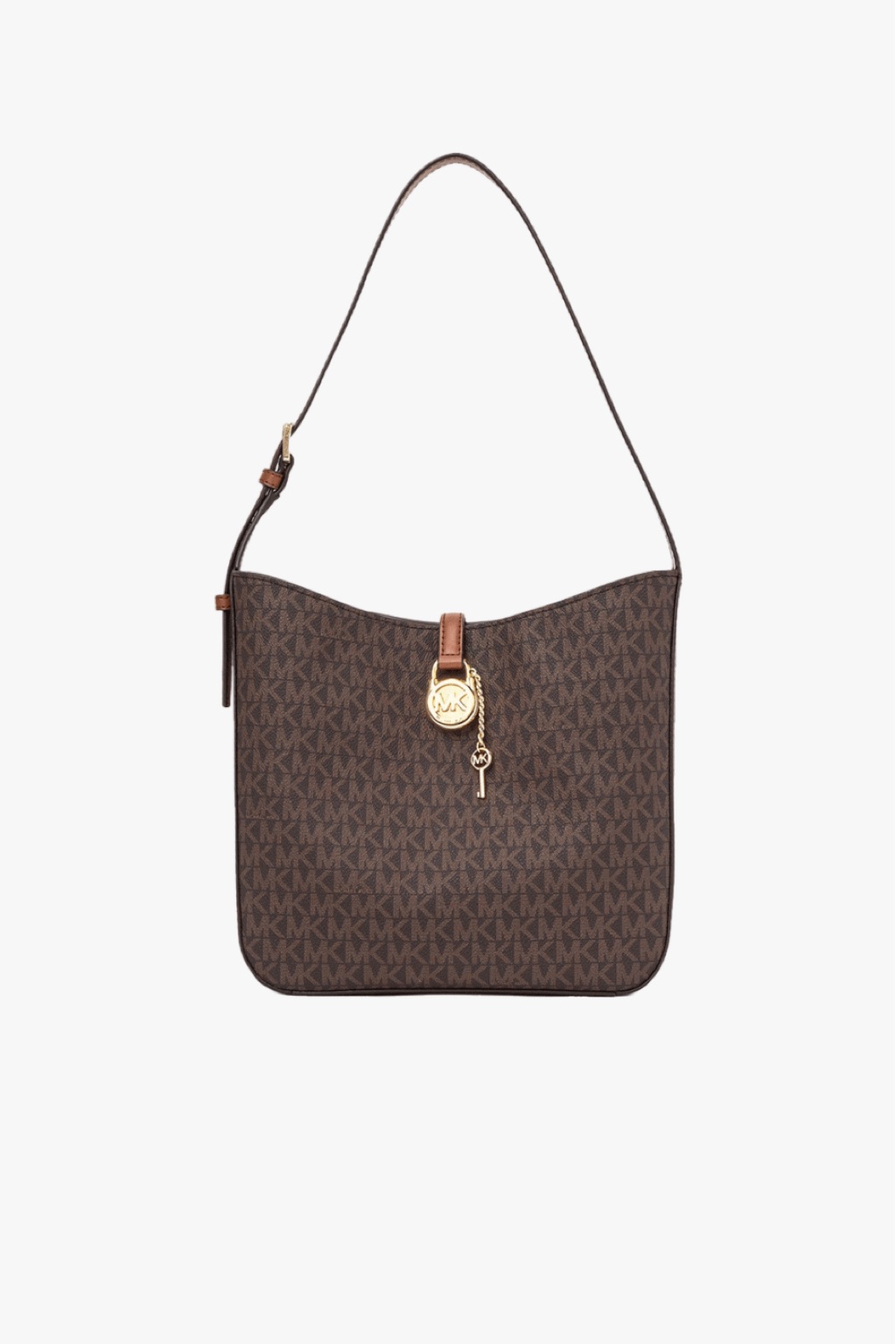 Michael Kors LYRA small bucket shoulder brown monogram dámská kabelka