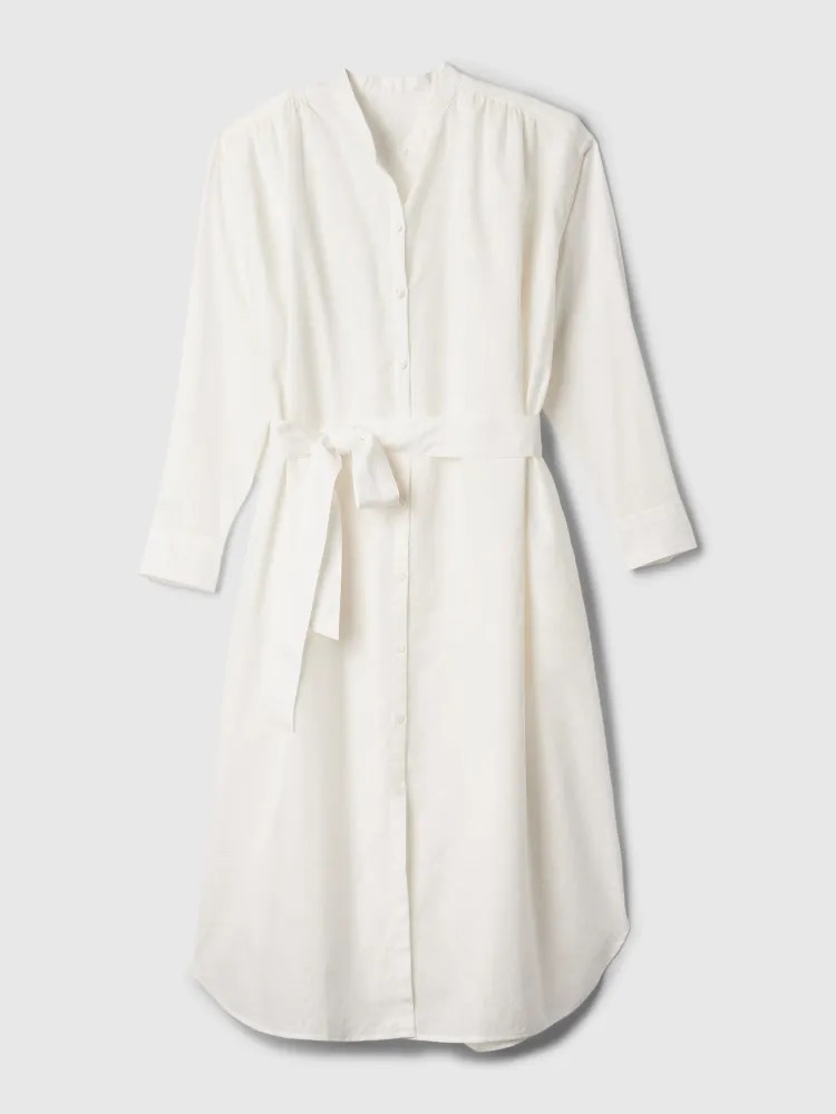 GAP Lněné košilové oversize šaty bílá Velikost: XXS