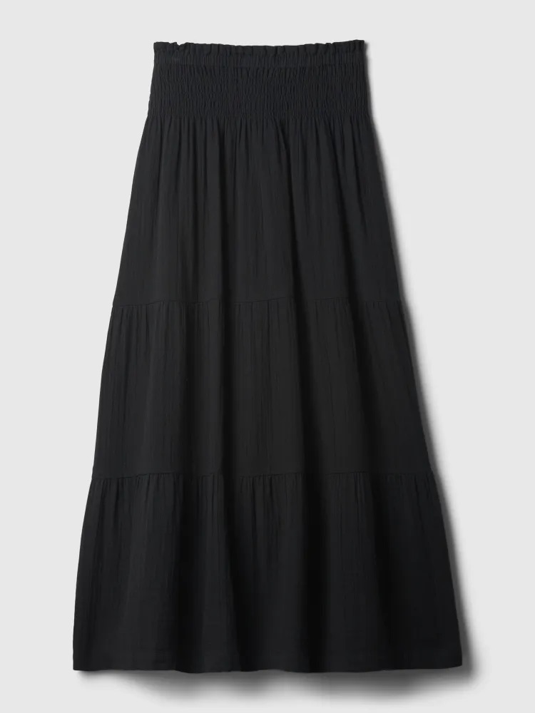 GAP Mušelínová maxi sukně černá Velikost: XXS