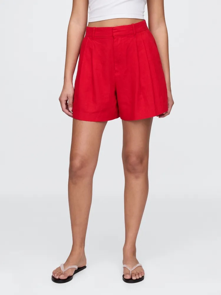 GAP Elegantní lněné kraťasy červená Velikost: L