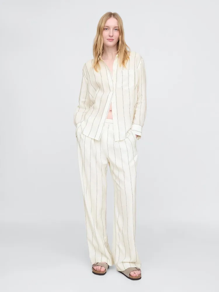 GAP Lněná oversize košile Big Shirt pruhovaná Velikost: XS