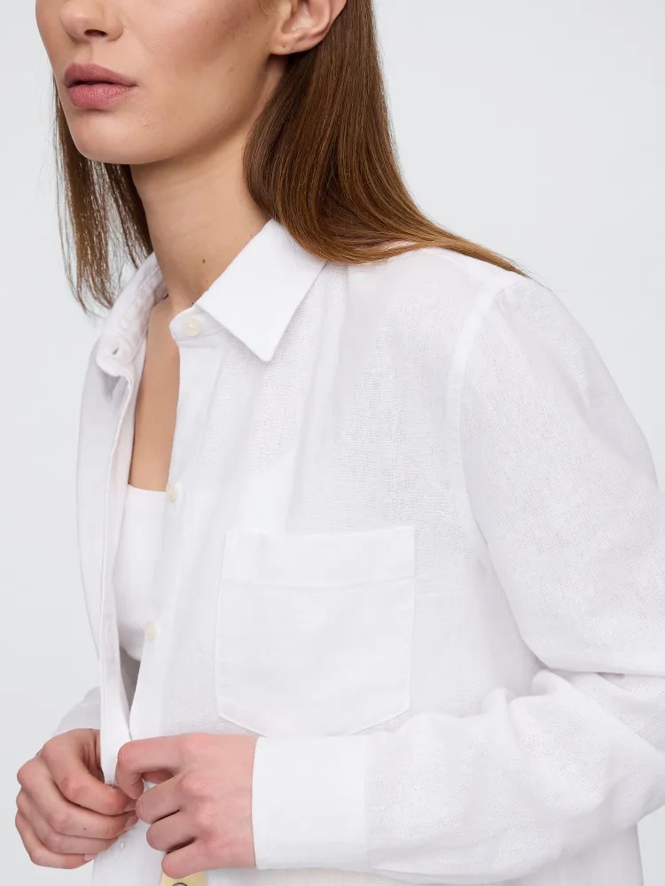 GAP Lněná košile Easy Shirt bílá Velikost: XXS