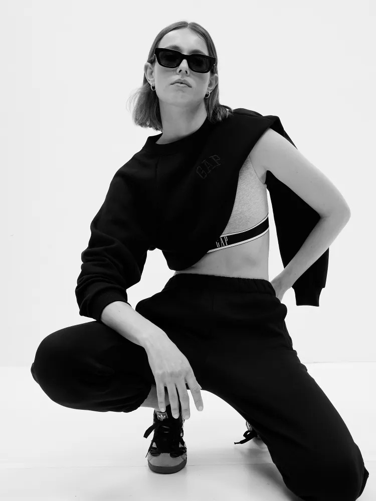 GAP Tepláky High Rise Boyfriend černá Velikost: XL