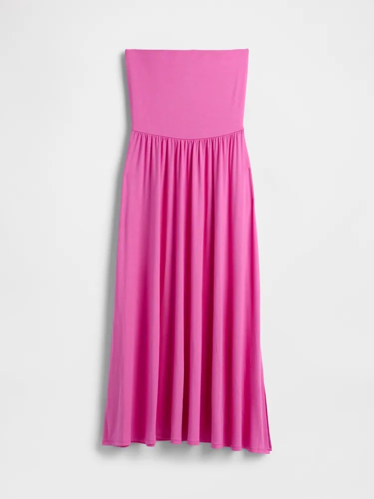 GAP Strečové maxi šaty růžová Velikost: XS