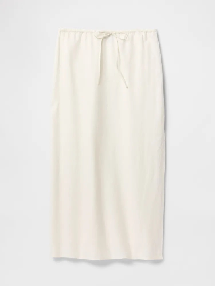 GAP Lněná midi sukně bílá Velikost: S