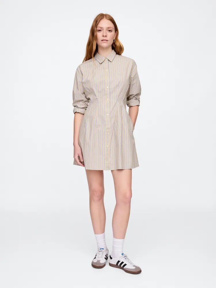 GAP Košilové popelínové mini šaty hnědá pruh Velikost: XS