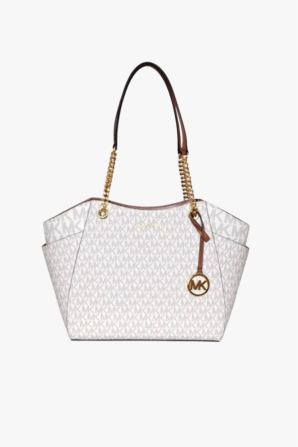 Michael Kors Jet Set Travel Large Chain Shoulder Tote vanilla monogram dámská kabelka