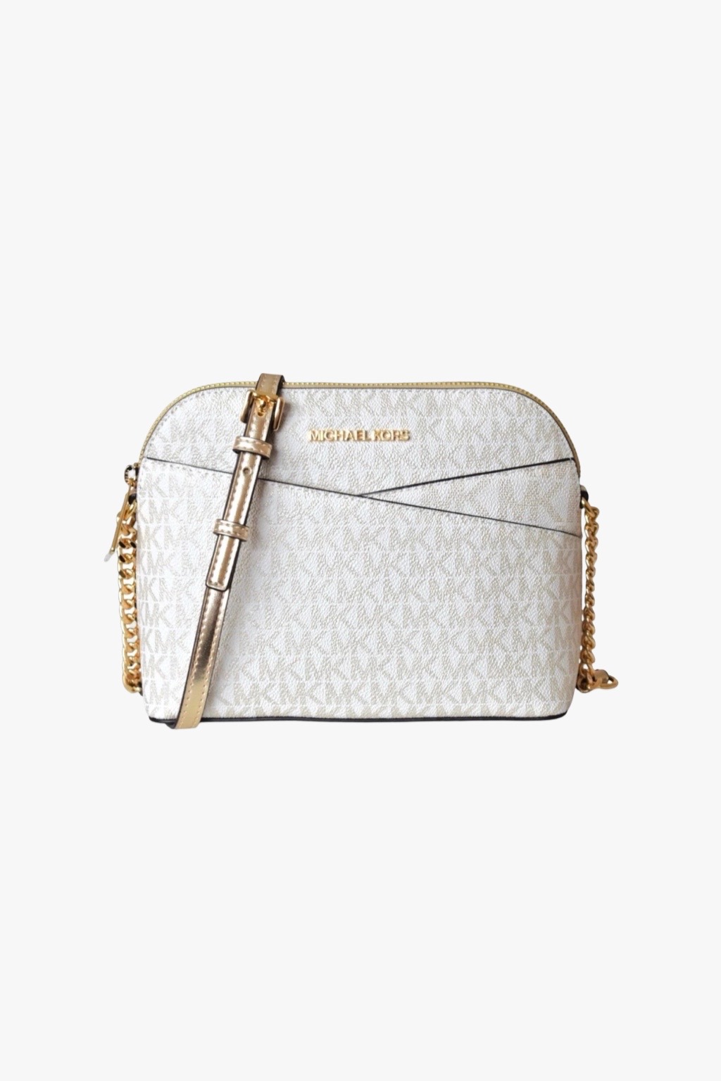 Michael Kors Jet set travel DOME XCROSS dámská kabelka pale gold monogram