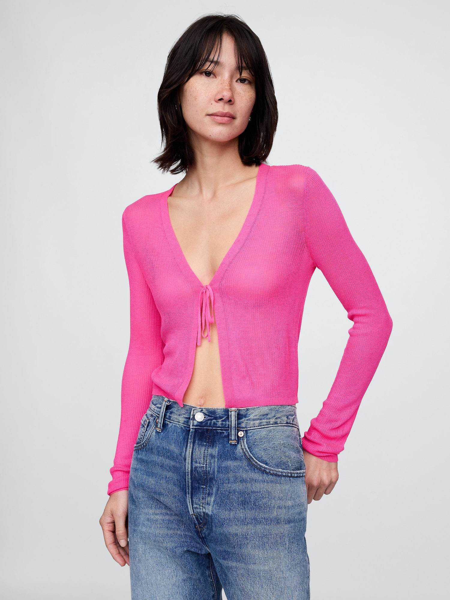 GAP Průsvitný crop kardigan Velikost: XL