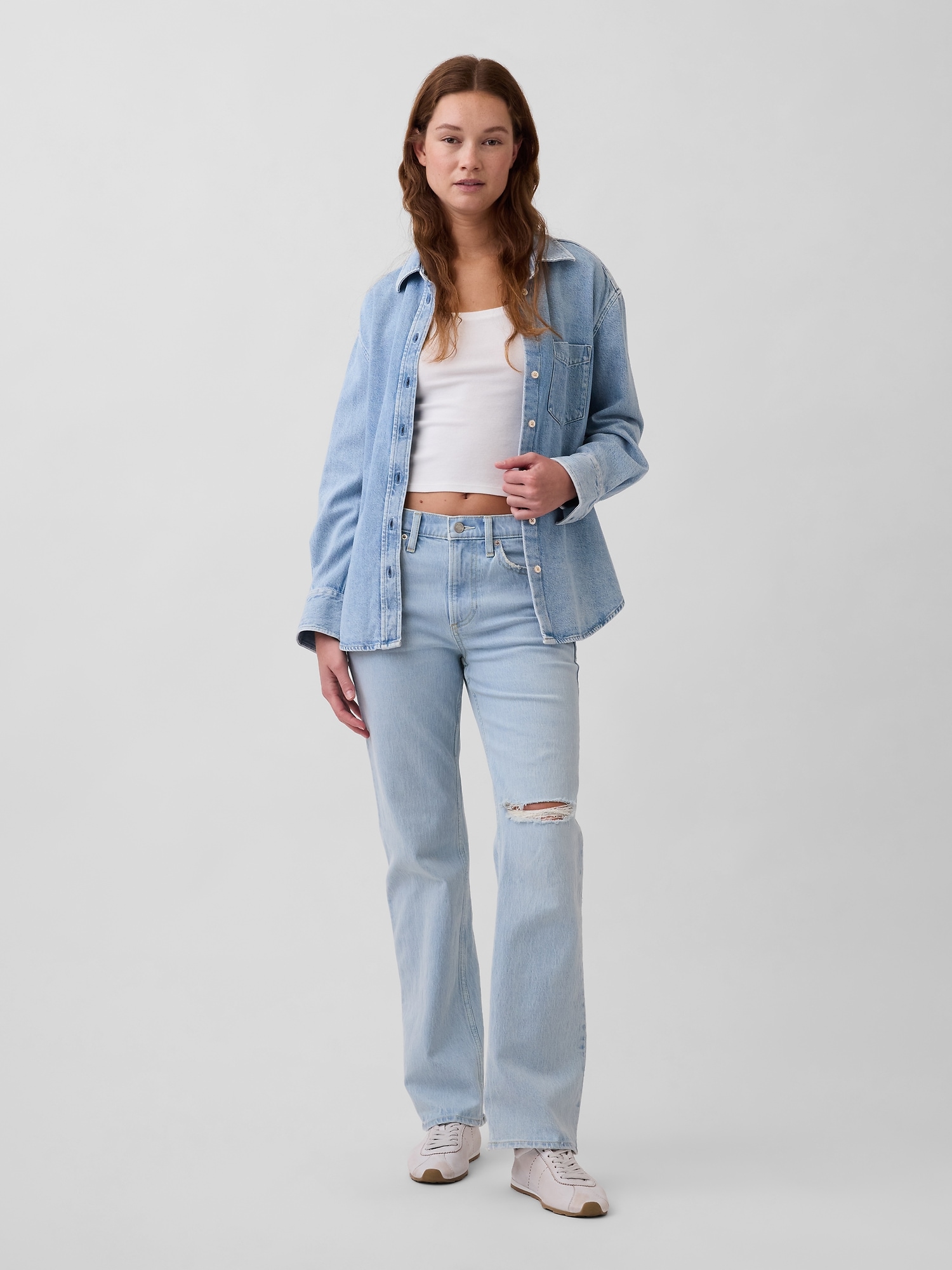 GAP Džíny Mid Rise Relaxed Straight - Dámské