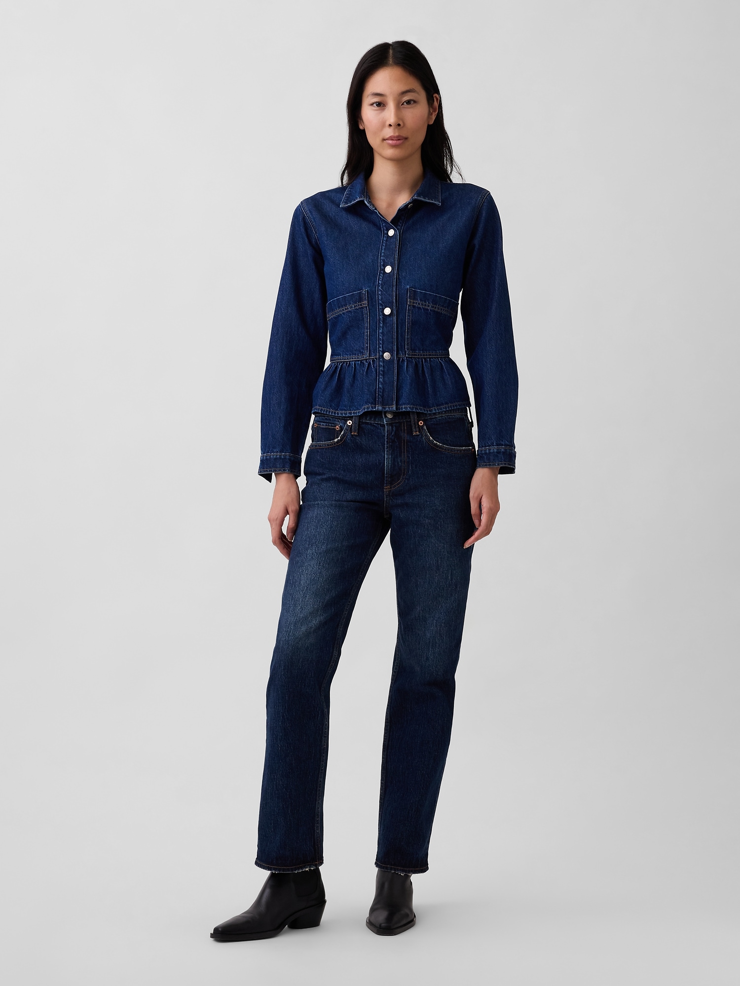 GAP Džíny Mid Rise Relaxed Straight - Dámské