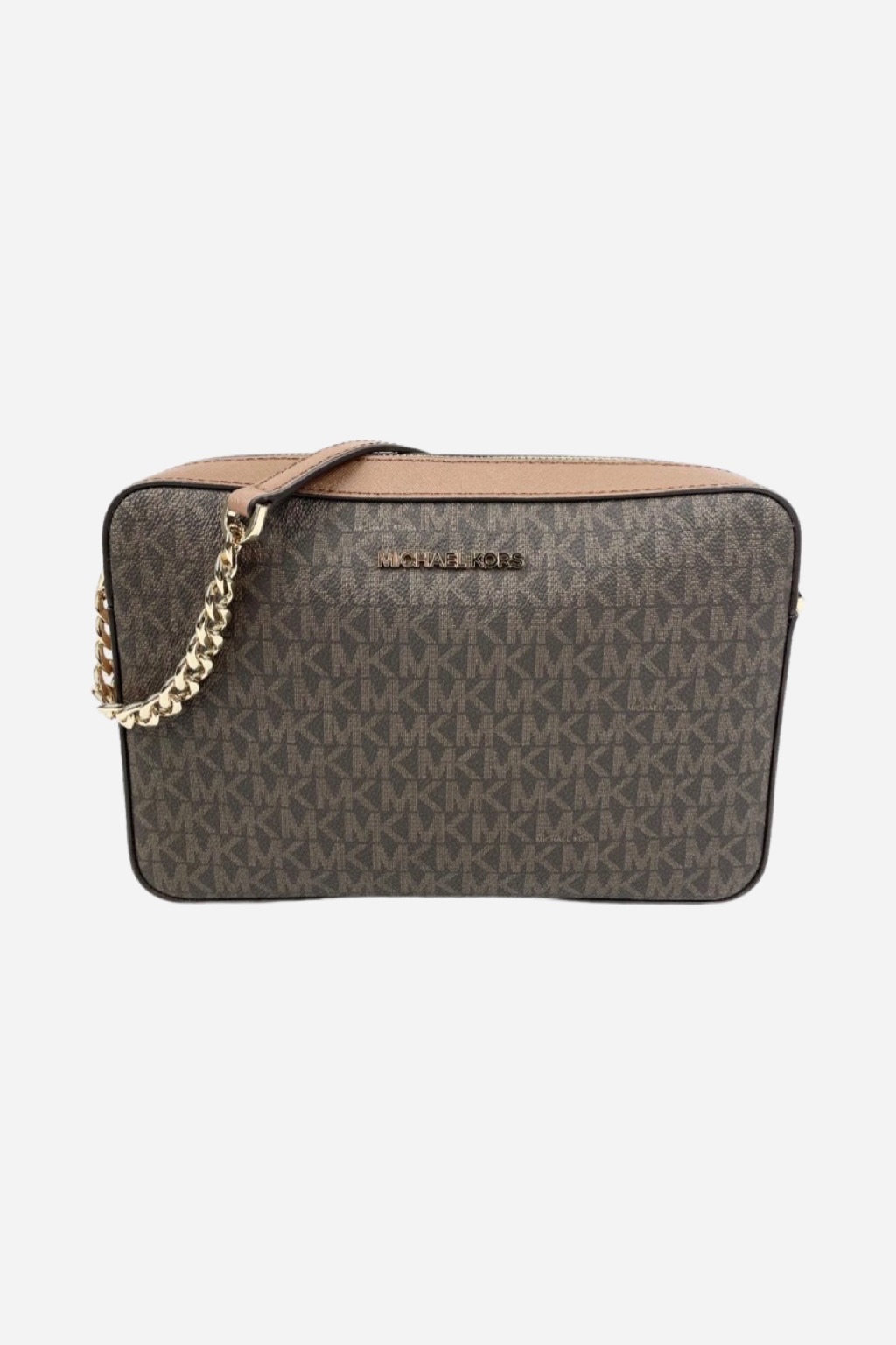 Michael Kors JET SET ITEM crossbody LG EW brown monogram dámská kabelka