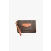 Michael Kors Jet Set Item 2in1 wristlet card brown monogram dámské psaníčko