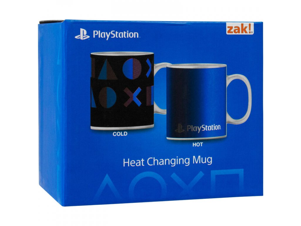 PlayStation hrnek měnící černý/modrý